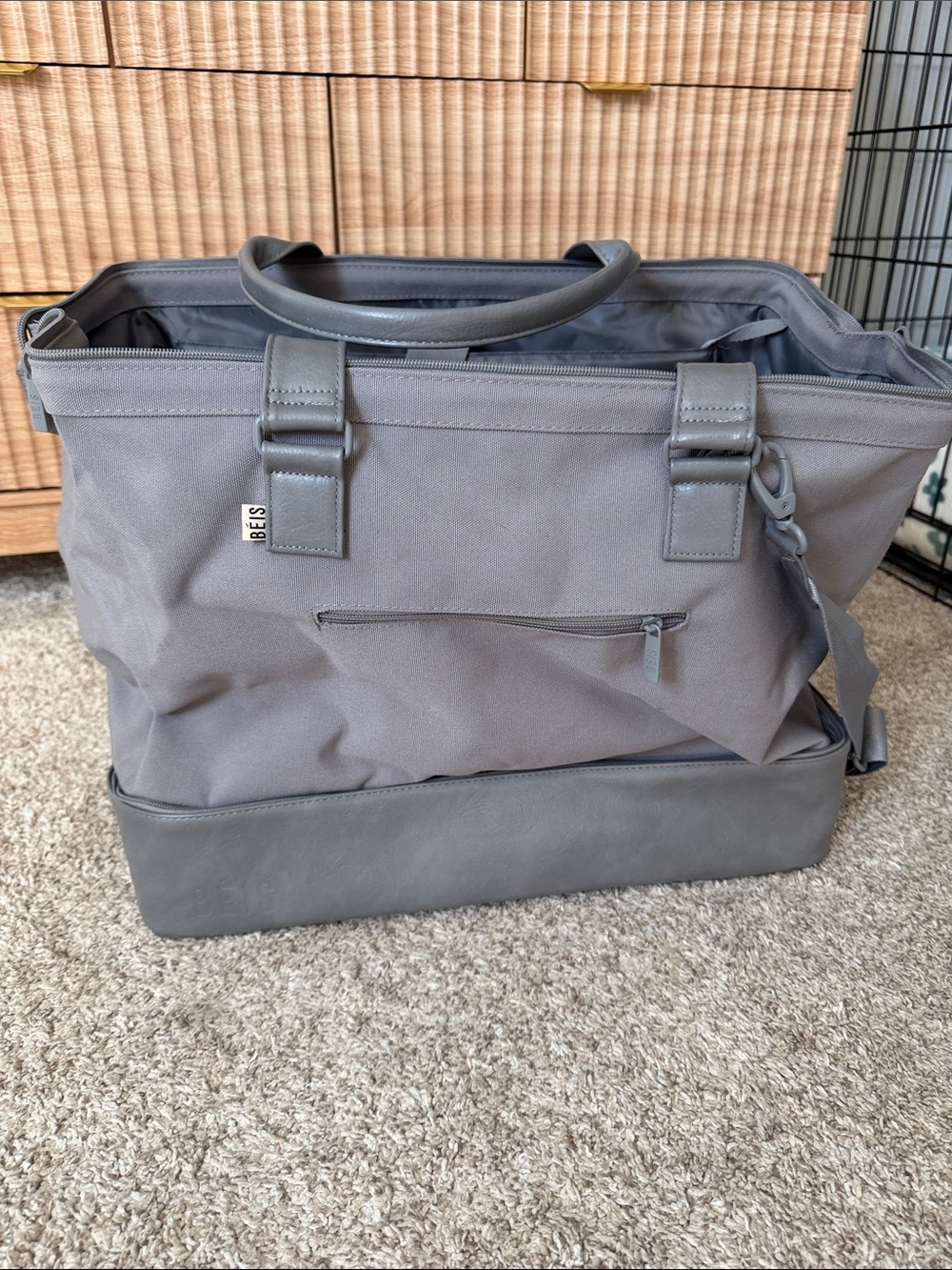 BEIS Gray Travel Tote with Bottom Shoe Compartment